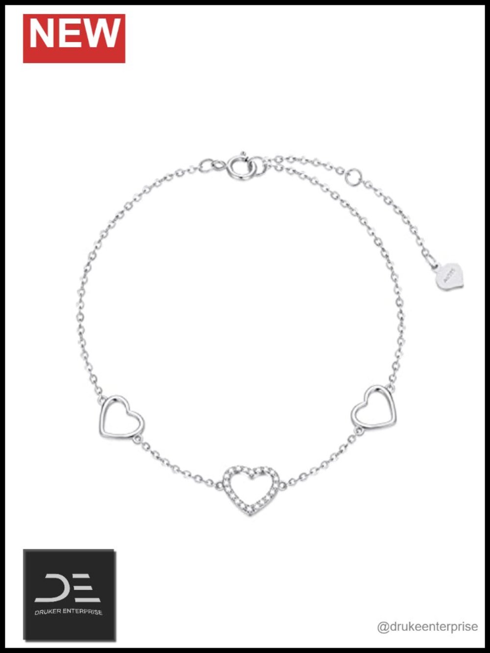 14k Gold Diamond Three Heart Anklet Dainty Love Ankle Bracelet Gift for Her
